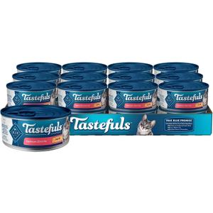 Blue Buffalo Tastefuls Wet Cat Food Paté, Made with Natural Ingredients, Salmon Entrée, 5.5-oz Cans (24 Count) Best By: 2028 Aug 04