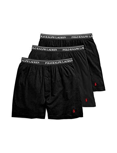 Polo Ralph Lauren Underwear Men's Classic Fit Knit Boxers 3 Pack, Polo Black, XL