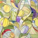 3D Stained Glass Window Film, Decorative Window Privacy Film for Bathroom,Front Door,Home, Sun Blocking Heat Control,Static Cling, Moonlight Tulip, 23.6inch x 35.4inch