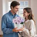 10 x Artificial Flowers Fake Silk Flowers Combo Purple Pink Realistic Mixed Roses Box for DIY Wedding Bridal Bouquets, Centerpieces Arrangements for Faux Flowers with Stems Home Party Decoration