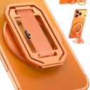 All-Aluminum Magnetic Phone Grip & Stand for Desk, Bed & On-the-Go – Compatible with MagSafe – Secure One-Hand Hold, Comfortable Scrolling, Hands-Free Video Calls, Sunset Orange
