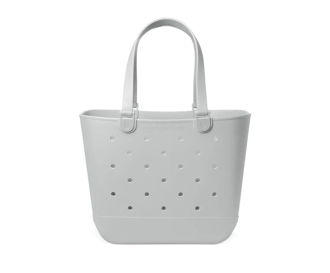Simple Modern Extra-Large Beach Bag | Waterproof Getaway Rubber Tote with Zipper Pocket for Travel, Pool, Boat, Groceries, Sports | Ice Gray