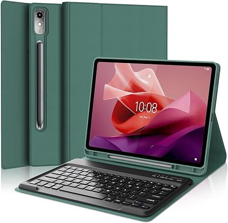 Keyboard Case for Lenovo Tab P12 12.7 Inch 2023, Magnetic Detachable Wireless Bluetooth Keyboard, PU Leather Cover Case with Pencil Holder, Auto Sleep/Wake, Adjustable Kickstand for Lenovo Tab P12