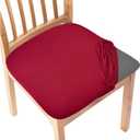 Gute Chair Seat Covers, Dining Room Chair Seat Covers with Ties, Stretch Solid Chair Covers Protectors for Dining Room Kitchen Chairs (4 Pcs, Wine Red)