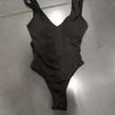Womens One Piece Swimsuit Ribbed O-Ring Belted U-Back Swimwear High Cut Cheeky Bathing Suit (Large)