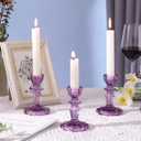 12pcs Taper Candle Holders, Candlestick Holders, Glass Candle Holder - Vintage Flower Design Candle Holders for Wedding, Birthday, Halloween & Home Decoration (Purple)