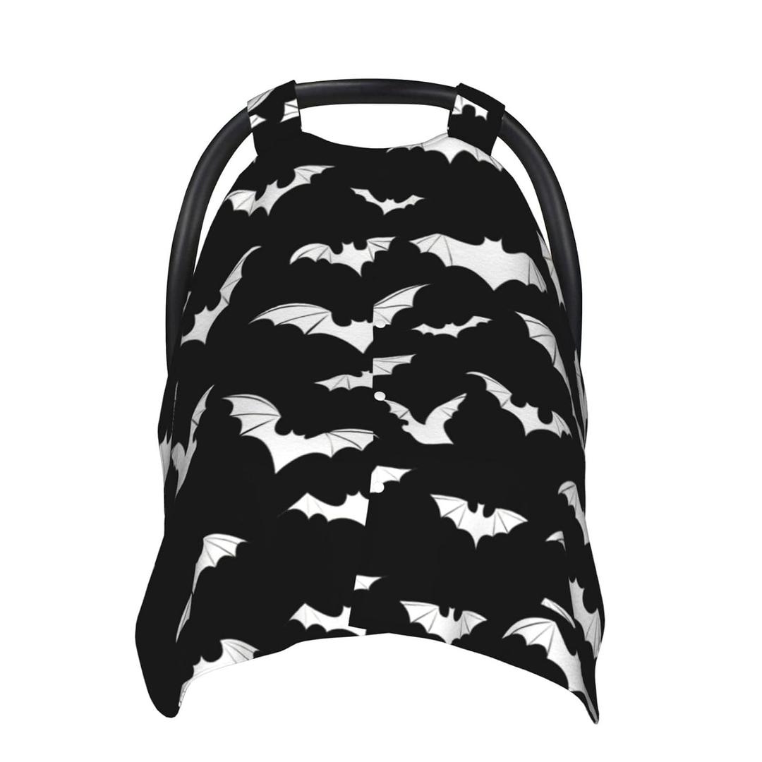 Halloween Bat Car Seat Cover Baby Fashion Carseat Cover for Winter Nursing Cover Newborn Shower Gift (One Size)