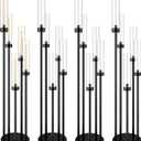Tessco for you 5 Arm Candelabra Centerpieces for Tables 42.5'' Tall Floor Candle Holder Metal Candlestick Stand with Acrylic Lampshade for Wedding Holiday Birthday Party Decor (Black,4 Set)