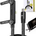 Invisible Holder Charger Cable, 240W Super Fast Charging with Stand, Built-in Phone Support Fast Charging Cord, Type C Braided Design for Gaming Office Travel (C to Lightning)