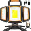 Tresda 30W Rechargeable Work Light, 3000 Lumen Magnetic Work Light Battery Powered, Waterproof Portable Cordless Job Site Lighting for Construction Site, Workshop, Garage, Camping, and Car Repairing