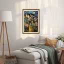AVECCO Framed Colorful House Village Night Canvas Wall Art, Gustav Klimt Style Moon Stars Tree Wall Decor, Vibrant Starry Landscape Prints for Bathroom Living Room Bedroom Dining Room Office 16x24 in