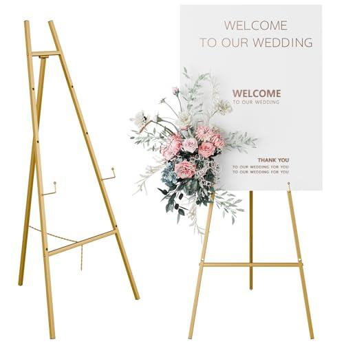 Gold Easel Stand for Sign, Heavy Duty Easel, 4-Tier AdjustableArt Easel for Painting, Wedding Sign1pc
