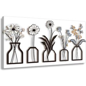 Canvas Wall Art Decor Modern Black and White Wall Art Decoratiions Abstract White Flower Wall Art Prints Minimalist Art Work for Wall Decor Pictures for Living Room Home Office Decor 24" X 48"