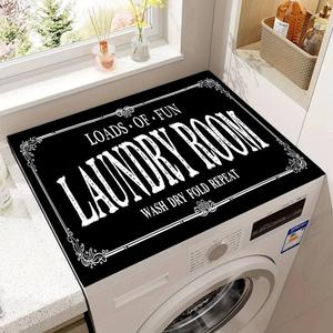 Washer and Dryer Covers for the Top,Non-slip Dryer Top Protector Mat,23.6" x 19.7" Dust-proof Washing Machine Cover, Washer Dryer Top Covers for Laundry Room Kitchen (black-06, 23.6" x 19.7")