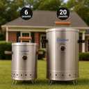Universal Portable Charcoal Smoker (6 lb) Capacity, Stainless Steel Barrel Smoker Grill Combo, Vertical BBQ Smoker with Thermometer & Airflow Control, for Camping, Backyard, Tailgating