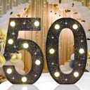 Glitter Black 50 LED Light Up Numbers for Birthday Party, 50th Birthday Decorations for Girls Boys, Decorative Marquee Number for 50 Wedding Anniversary