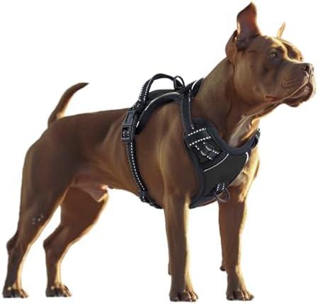 wuffie Dog Harness, Adjustable Soft Padded Dog Vest with Handle Adjustable, no-Pull, Comfortable, Safety Vest for Small, Medium, Large Size Dogs (Black, Large)