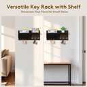 Key Holder Wall Mount Decorative - Hanging Mail Organizer for Wall with Message Center - Wood Key Shelf Rack with 7 Hooks for Dog Leash Wallet - Rustic Keys Hanger for Entryway Home Decor Brown