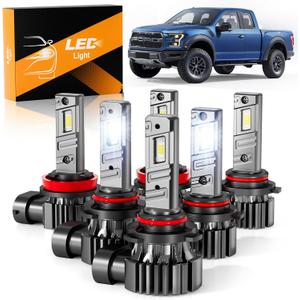 Unionlux Fit for 2015-2023 Ford F150 High Low Beam Fog Lights Bulbs Combo, Upgraded +1000% 72000LM Super Brighter 6500K White F150 Accessories, Plug&Play 1:1 Halogen Mini Size, Pack of 6