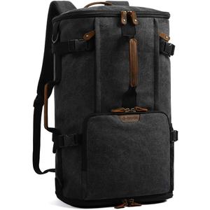 G-FAVOR 40L Travel Backpack for Men, Large Vintage Canvas Rucksack 3 in 1 Convertible Duffel Bag Carry On Backpack Fits for 17.3 Inch Laptop