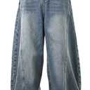 Nutriangee Men's Baggy Wide Leg Barrel Jeans Loose Fit Trendy Cutlass Streetwear Y2k Hip Hop Denim Pants (Blue)
