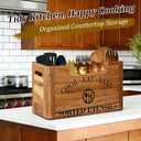Large Acacia Wood Kitchen Utensil Holder with 3 Diy Storage Modes | Farmhouse Kitchen Utensil Holder for Countertop, Wooden Utensil Holder for Kitchen Counter, Island & Dining Room