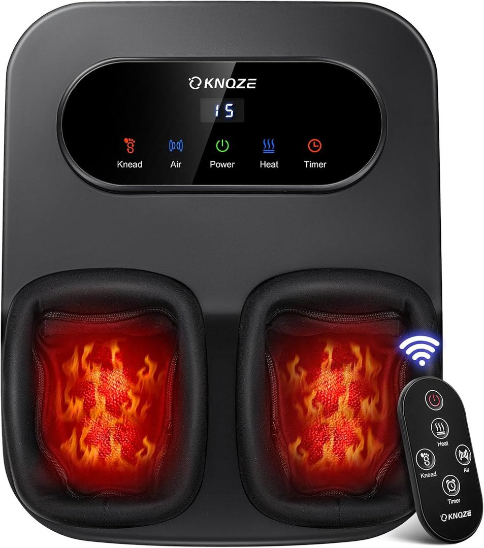 Foot Massager with Heat and Remote, FSA/HSA Eligible, Shiatsu Deep Kneading Feet Massager for Plantar Fasciitis & Neuropathy, Foot Warmer, Gifts for Mom Women Men Dad, Fits Up to Men Size 12