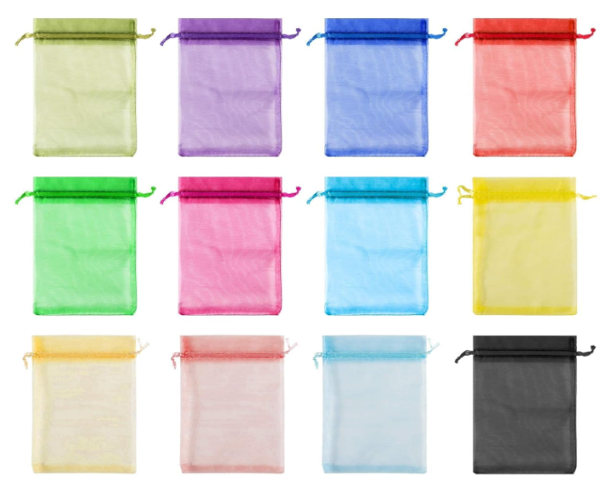 Sukh 120PCS Organza Bags 4''x6'' - Muticolor Small Sachet Jewelry Gift Favor Bags Drawstring Mesh Bags Gifts Valentines Wedding Eid Mubarak Halloween Eve Christmas New Year Party Candy Fruit Wrap Bulk