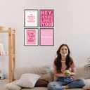 Locomiss Pink Dorm Decor Wall Art Posters, Preppy Y2K Teen Girls Wall Art Room Decor, Christian Pink Wall Dorm Decorations Prints for College Teen Girls, Set of 4 (12x16 Unframed)