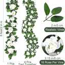 Aneco 4 Pack 32 FT White Flower Artificial Rose Vines Roses Fake Vine Flowers Plants Party Supplies for Holiday Wedding Garden Craft Art Decoration