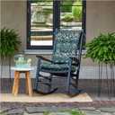 Arden Plush Indoor/Outdoor Rocking Chair Cushion Set, 18 x 20, Water Repellent, Fade Resistant, Tufted Cushion for Rocking Chairs Sapphire Aurora Blue Damask
