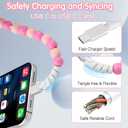 Coolden USB C Cable 6.6FT USB C to USB C Cable 66W Type C Charger Fast Charging Charming Beaded Charging Cord Type C Cable Compatible with iPhone 17/16/15 Pro Max, Galaxy S25 S24 S23 Pink