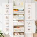 Criusia Over the Door Organizer, 6-Shelf Closet Hanging Storage with 13 Mesh Pockets, 55lbs Capacity Behind the Door Storage for Baby Nursery, Bathroom, Bedroom, and Dorm, Beige