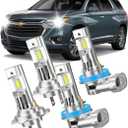 Fit For 2013-2018 Chevy Traverse Front Light Bulbs,High Beam H7 & Low Beam H11 Light Bulbs Combo Pack, 6500K White Ture Plug and Play Bulbs with Built-in FAN, Pack of 4