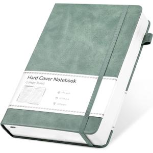 CAGIE Lined Journal Notebook for Women Men 320 Pages 100 Gsm Paper Thick Journaling Notebooks A5 Leather Journals for Writing Hardcover Journal Supplies for Work Note Taking Diary, 5.7x8.3 In, Green