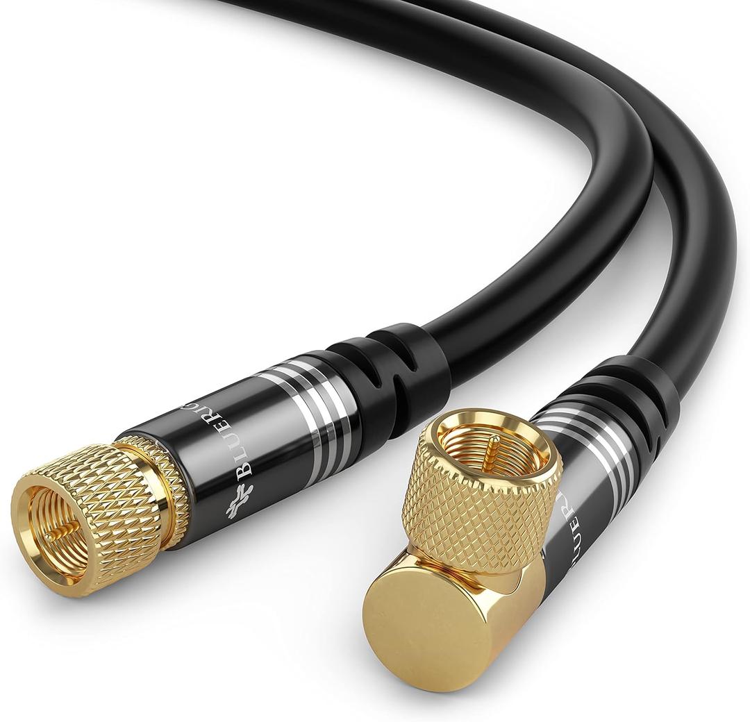 BlueRigger RG6 Digital Coaxial Audio Video Cable (6FT, 90 Angled to Straight Male F Type Connector, Triple Shielded) - HDTV, CATV, DVB-T2/C/S, Cable Modem, Radio, Satellite Receivers
