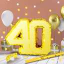 Gold Foil Number Pinata for Birthday Party Decorations Anniversary Celebrations Supplies Favors with Wooden Stick Paper Blindfold Confetti Set for Adult(Number 40)