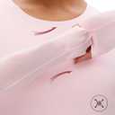 NANJI Long Sleeve Bodysuit for Women - Slim Fit Crew Neck Thong Body Suit, Stretch Double Lined Snap Tops, Casual Going Out (Pink, S)