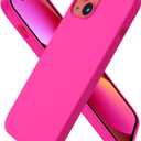 ORNARTO Compatible with iPhone 13 Case 6.1, Slim Liquid Silicone 3 Layers Full Covered Soft Gel Rubber Phone Case Protective Cover 6.1 Inch-Hot Pink