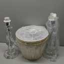 Crystal Table Lamp Set of 2, Bedside Lamps with Beige Chiffon Fabric Lampshade, Dimmable Plug-in Nightstand Reading Lamps with Raindrop Crystals for Bedroom, Living Room, W11.8'' X H21.7''