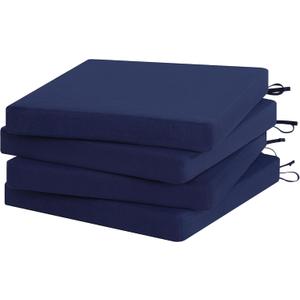 Favoyard Outdoor Chair Cushion Set of 4 Rainproof & Color Fade Resistant 19 x 19 x 2 in Square Corner Patio Furniture Cushions with Waterproof Hidden Zipper Attach Ties for Dining Table Chairs Seats (Blue)