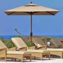 EliteShade USA 10-Year-Non-Fading 6x6Ft Square Market Patio Umbrella, UPF 50+ UV Protection Performance Sun Umbrella, Heavy Duty Commercial Grade Outdoor Table Umbrella with Crank, Windproof Vented Top for Garden, Pool, Deck and Outdoor Playsets, Heather Beige
