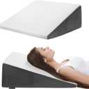 Cozymaker 10" Bed Wedge Pillow for Sleeping After Surgery, Back Support, Leg Elevation, Gerd Acid Reflux, Neck Pain, Snoring, Cooling Memory Foam Triangle Incline Wedge (White-grey)