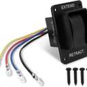 387874 RV Electric Stabilizer Jack Switch Compatible with Lippert High Speed Stabilizer Jacks, Power Stabilizer Jack Extend Retract Switch with Harness & Extra Terminals | IP66-rated Waterproof, Black (1 PCS)