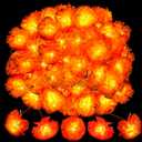 Retisee Marigold Garland Lights 9.8ft 20 LED Artificial Marigold Flowers Home Decor Orange Fairy Curtain Lights Battery Operated for Diwali Day of The Dead Pooja Party Decoration (2 Pack)