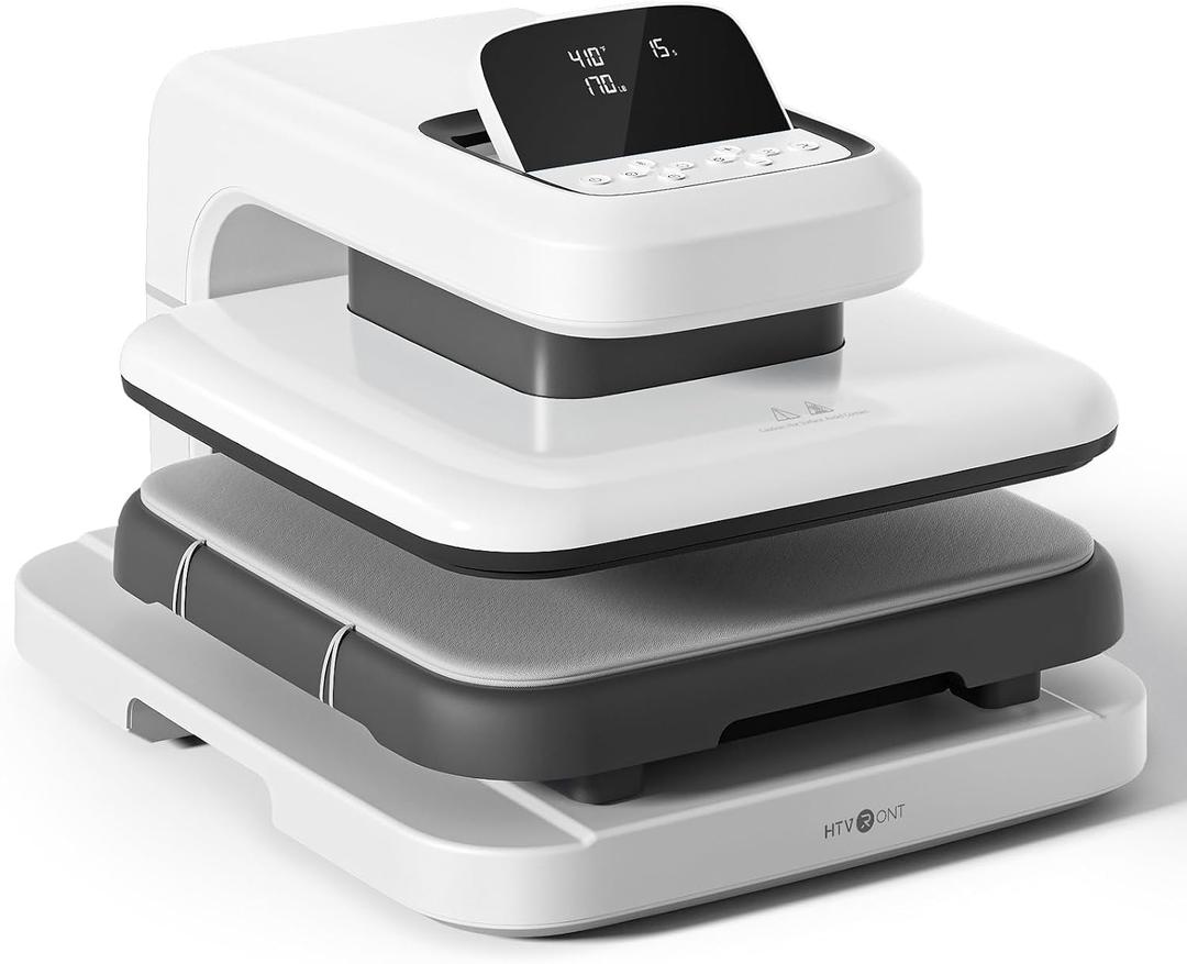 HTVRONT Auto Heat Press 2 - Heat Press Machine for T Shirts with Adjustable Pressure & Higher Heating Height, Heats Up Fast & Evenly Heat Press 15x15 for HTV, Sublimation, Heat Transfer Projects, Daisy White