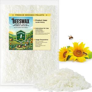 Beeswax Pellets for Candle Making  1lb/5lb/20lb  Natural Beeswax for Candles, Lip Balms, and Skincare  White Beeswax for DIY Projects  Ideal for Beginners and Experts1lb