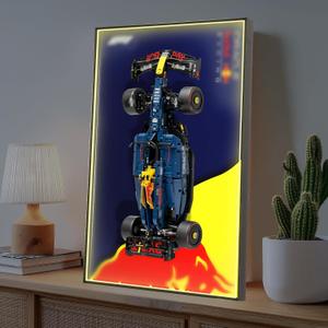 Display Case & Wall Frame for Lego F1 Speed Champions Red Bull RB20 42206, 50x80cm Aluminum Wall Mount Display (Red Bull 42206, with Light)