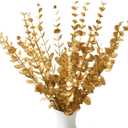 Voqoza 18pcs White Eucalyptus Stems Greenery Stems Fake Leaves Artificial Flowers Bouquet Faux Branches Centerpiece Flores Plants for Home Party Decor Wedding Decoration