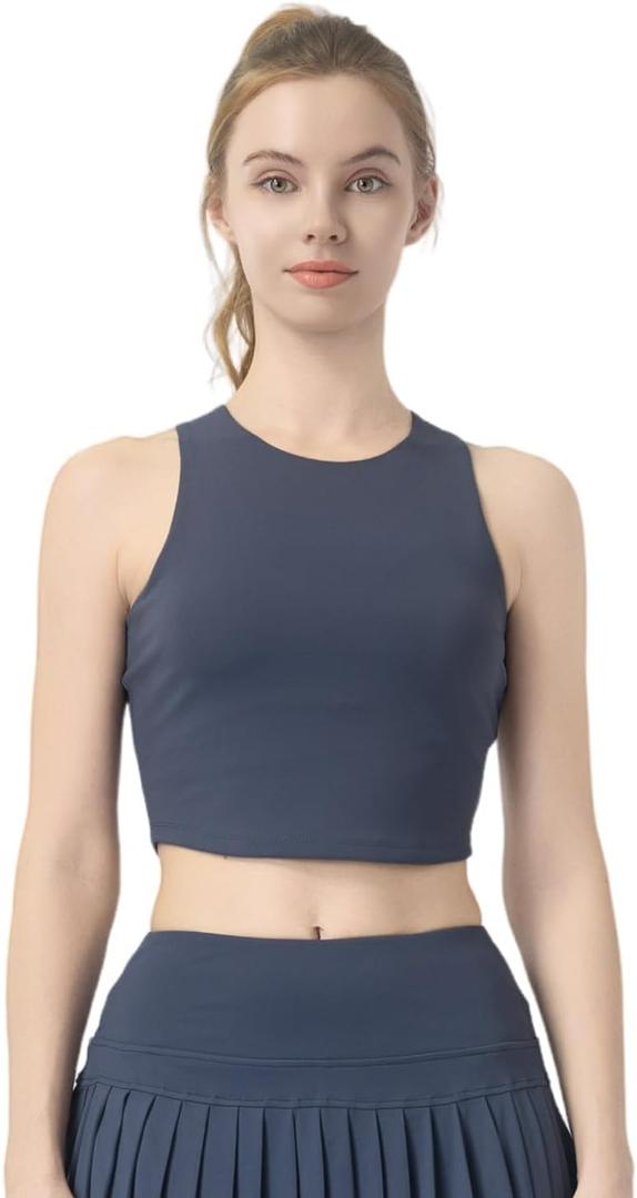 Womens Sports Bra Padded Crisscross Back Medium Support Sports Bras with Removable Cups for Workout Yoga (Blue, M)